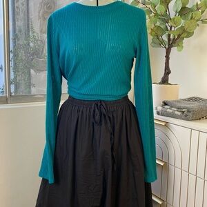 PILCRO Jewel Tone Ribbed Open-Knit Top, Size L